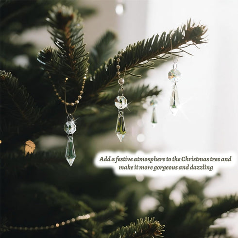 100PCS 2.4" Premium Clear Crystal Glass Drops - Multi-Purpose Hanging Prisms Bulk for Holiday Party/Home/Window
