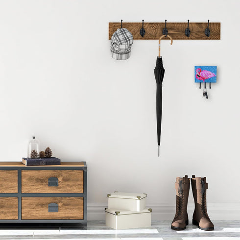 Caroline's Treasures 8686TH68 Flamingo Leash or Key Holder, Wall Hooks for Hanging Keys, Towels, Leashes