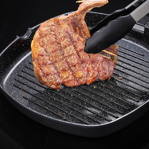 Non-stick Grill Pan, 24cm Folding Handle for Meat, Fish, and Vegetables for All Heat Sources