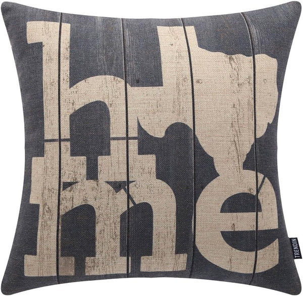 TRENDIN Vintage Farmhouse Home Linen Cushion Cover, 18" X 18" - Sofa Throw Pillow Case PL146TR