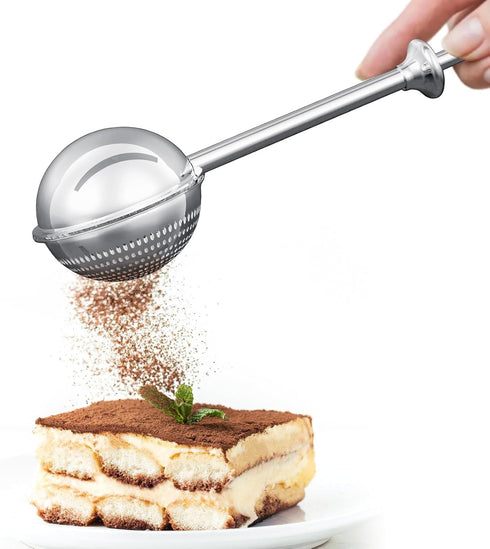 releeder 304 Flour Sifter, Flour Duster for Baking, Stainless Steel One-Handed Spring-Operated Sifter Tool for Flour
