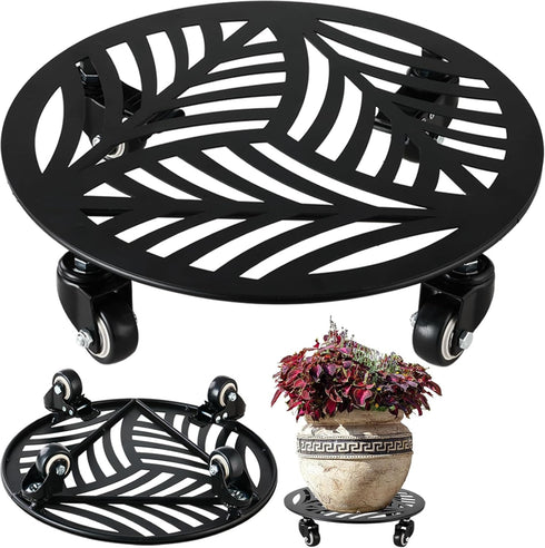 1 Pack 13 inches Metal Plant Caddy with Wheels Heavy-duty Large Iron