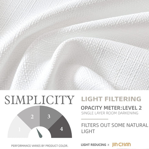 jinchan Kitchen Curtains, 24 Inch Linen Textured Cafe Tier Curtains for Small Windows, 2 Panels, White