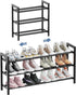 Mavivegue 18-33 Expandable Shoe Rack for Closet, 3-Tier Shoe Organizer, Adjustable Shoe