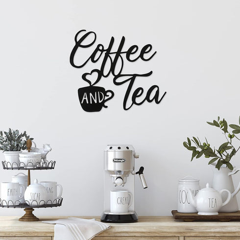 Ferraycle Coffee Sign Metal Hanging Wall Art, 12 x 10.2 Inch Black Wall Decor Cafe Bar Letter Sign for Cafe Farmhouse
