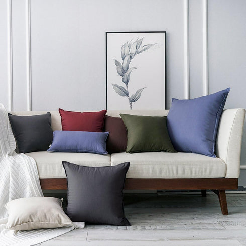 Jeanerlor 26"x26" Decorative Cotton Linen Couch Throw Pillow Case, Dark Grey Euro Sham for Wedding Gift