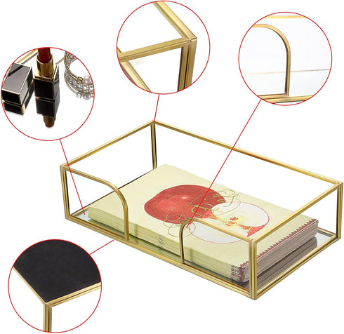 Sumnacon Countertop, Bathroom Guest Towel Holder - Rectangle Glass Napkin Holder for Guest Hand Towels Paper Napkins