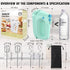 Electric Hand Mixer with Stainless Steel Whisk, Dough Hook, Storage Bag, Handheld Mixer for Baking, Turbo Boost, Green