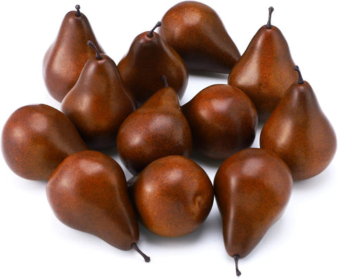 Wavwavw 12 Pcs Artificial Fruit Fake Brown Pear Bulk Lifelike Simulation Pears Decorative Fake Fruit Decor Artificial