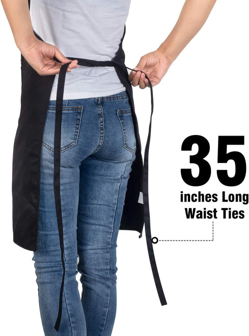 Xornis 2 Pack Adjustable Bib Aprons - 2 Pockets Apron for Women and Men in Black for Kitchen Cooking