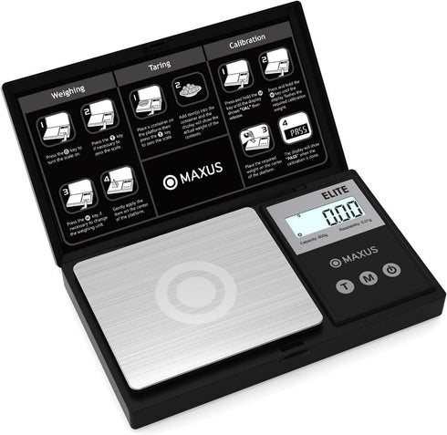 MAXUS Digital Pocket Gram Scale, 500g x 0.01g High Precision with Tray, Weighs Small Food, Jewelry