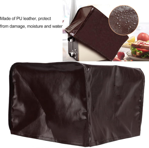 Bread Machine Cover, PU Leather Toaster Protector for Kitchen Appliance (Brown)