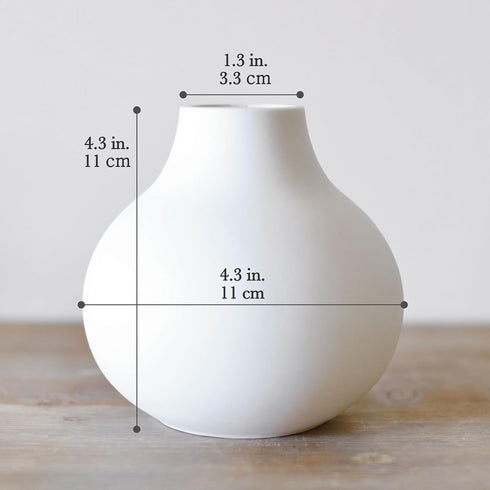 Carrot's Den White Round Vase - Minimalist Nordic, Japandi, Mid Century Modern Home Decor | Table Centerpiece, Wedding