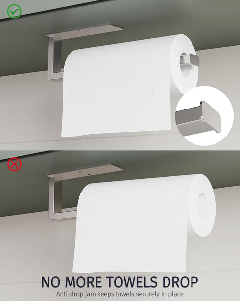 SUS304 Paper Towel Holder, Paper Towel Holder Under Cabinet Wall Mount or Self Adhesive Paper Towel Bar, Hanging Paper