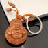 Betterdecor Feng Shui Peach Wood Money Happy Laughing Buddha Key Ring Amulet