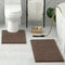 HOMEIDEAS Bathroom Rugs Set - 2 Pieces Ultra Soft Non Slip Absorbent Chenille Bath Mat Set (Brown)
