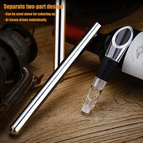 3-in-1 Stainless Steel Wine Chiller with Aerator and Pourer, Fits All Standard Bottles, Wine Accessories