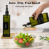 Gelury 16.9oz Set, Set 2) Olive Oil Dispenser Bottle for Kitchen with Bamboo Tray- Glass Oil and Vinegar Dispenser Soy
