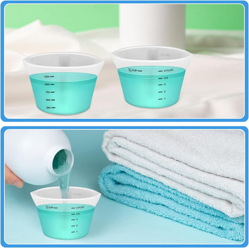 PEUTIER 2pcs 125ml Laundry Measuring Cup, Silicone Laundry Detergent Measuring Cup Reusable Liquid Measuring Cups, No