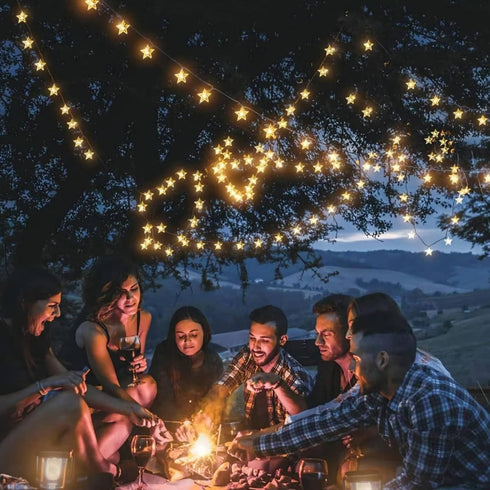 20 40 Star String Lights Battery Operated, FT LED Twinkle Lights Warm White Cute Hanging Star Fairy Light for Bedroom