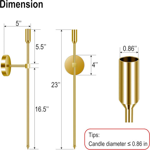 Lumpro 23-inch Set 2, Large Wall Candle Sconces, of Wall Mounted Candle Holder, Modern Chic Home Decor for Bedroom