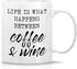 Retreez Funny Mug - Life is What Happens Between Coffee & Wine, 11 Oz Ceramic Coffee Mugs, Funny Birthday Gifts