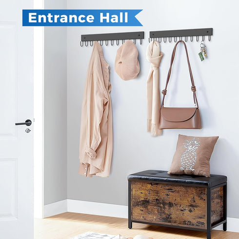 Belt Hanger Wall Mounted, Wooden Organizer for Max 12 Storage Capacity, Black