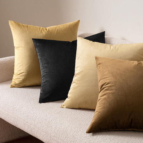 MIULEE Velvet Throw Pillow Covers - Pack of 2, 18x18 Inch, Black, Super Soft Decorative Square Cushion Cases for Home
