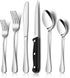 E-far 24-Piece Silverware Set with Steak Knives, Stainless Steel Flatware Cutlery for 4, Spoons, Forks, Knives, Simple