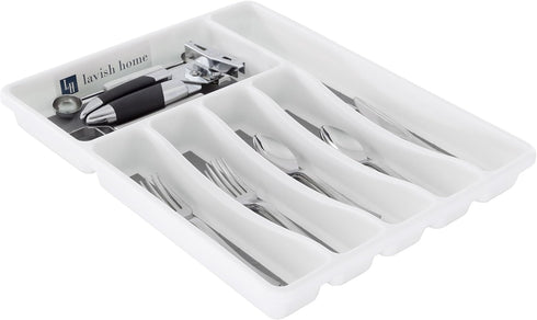Lavish Home Silverware Drawer Organizer with 6 Sections and Nonslip Tray for Kitchen Flatware, Cutlery, Office