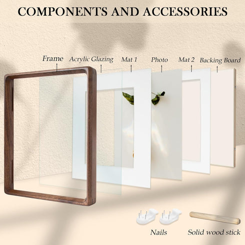 11x14 8x10 5x7, Wooden Large Picture Frames Matted to / Natural Black Walnut Frames Brown