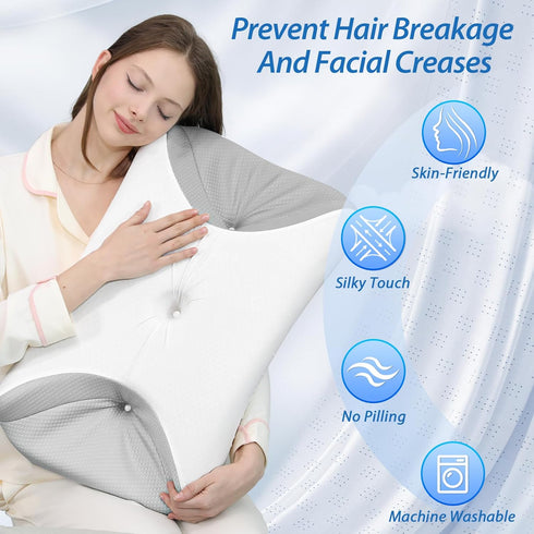HOMCA CPAP Pillow for Side Sleeping, Cervical Neck Pillow for All CPAP Masks Users to Reduce Air Leaks & Masks