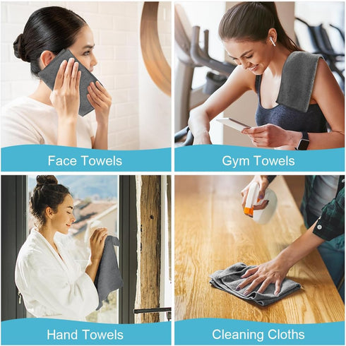 5 Pack 11.5x11.5 Inch, Orighty Washcloths, Microfiber Face Towels, Highly Absorbent and Soft Feel Wash Cloths & Hand
