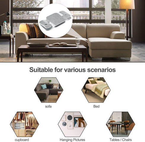 4 Pcs Sectional Couch Connectors, Metal Clips with 10 Pcs Screws for Interlocking Furniture Connector