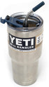 Spill Proof Tumbler Lid with Angled Stainless Steel Straw + Silicone Tip + Cleaning Brush for Yeti Rambler or Ozark