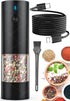 Electric Salt and Pepper Grinder, USB Rechargeable with Warm LED Light, Adjustable Coarseness, Large Capacity, Black