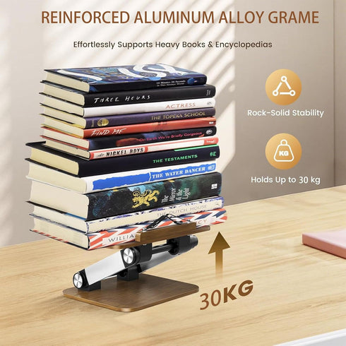 STS SELECTED Book Stand for Reading,Book Holder with Metal Clips Cookbook Stand Hands-Free Button Adjustable Thick