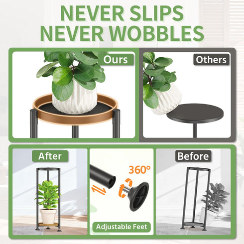 2 KMOTASUO Tier Black Plant Stand Indoor for Large Tall Heavy Duty Planter, Multiple Sturdy Metal Flower Corner Rack