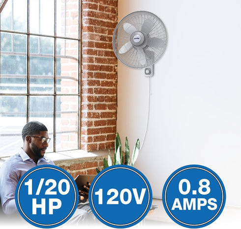 Air King 9018 Commercial Grade Oscillating Wall Mount Fan, 18-Inch, White