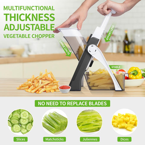 Safe Mandoline Vegetable Chopper with Container and 30+ Presets for Faster Food Slicing