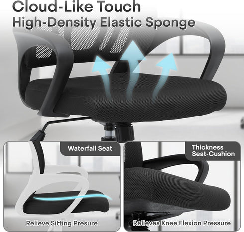 Polias 330Lbs, Ergonomic Office Chair - Breathable Mesh Computer Desk Chair with Lumbar Support & Armrest, Rolling