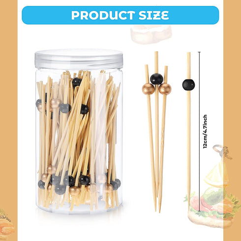 Patelai 120 Pcs Fancy Cocktail Picks, 4.7 Inch Decorative Toothpicks for Appetizers, Drinks, Food, Desserts,