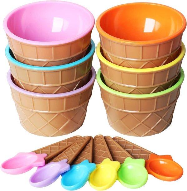 URMUYJJ Ice Cream Cups with Spoons Cartoon Candy Colorice cream bowls Dessert Sundae