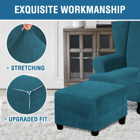 Velvet Square Ottoman Covers Slipcover Square Footstool Protector Covers Storage Stool Ottoman Covers Stretch