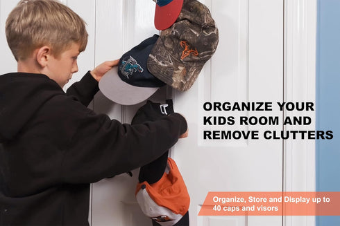 Perfect Curve CapRack, Over-The-Door Hat Organizer for Baseball Caps, Holds 18-36 Caps, Black