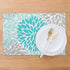 Turquoise Blue and Gray Placemats, Set of 6 Washable Table Place Mats for Kitchen Dining, 12 X 18 Inch