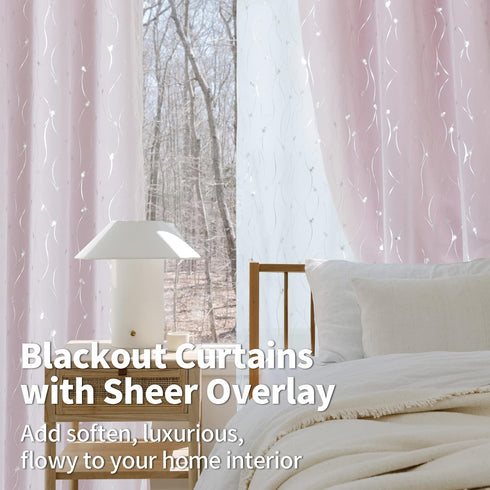 2 84 Inches 52 84 Inch BGment Baby Pink Blackout Curtains Panels for Girls Bedroom, Nursery Curtains Long Silver