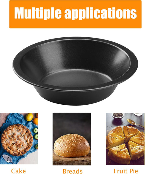 5 Inch Mini Pie Pans, Round Bakeware Set for Baking Pies, Cakes, Tarts, Desserts, Black