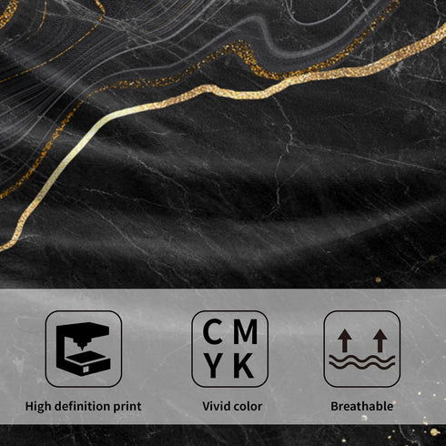 Miaoquhe Set 2, 14x28in Black Gold Marble Hand Towel of Marble Texture Soft Highly Bath Towels Absorbent Bathroom Hand