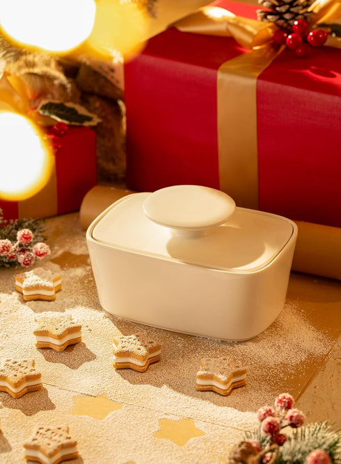 6.2" Sweese Extra Large Butter Dish with Lid, Porcelain Butter Keeper Container - Perfect for East/West Coast Butter